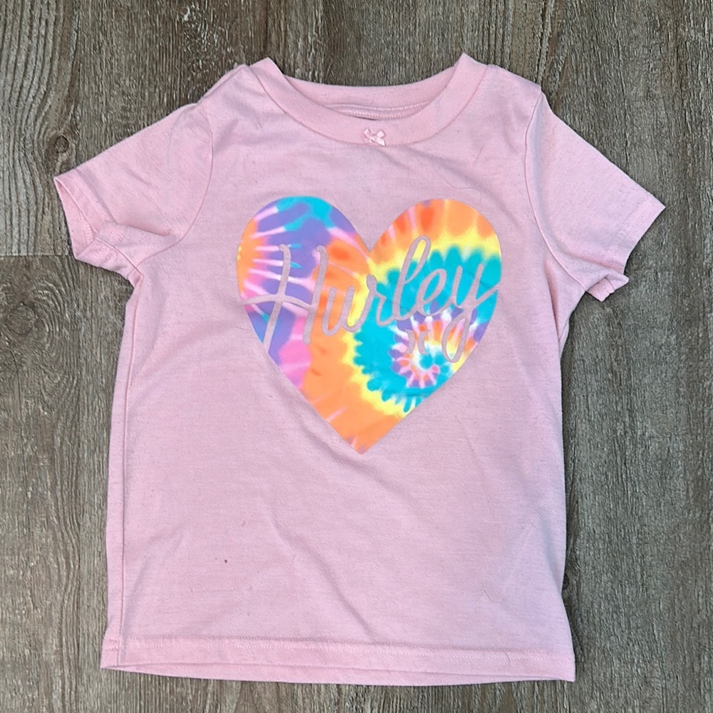 Hurley Pink Tie-Dye Heart Short Sleeve Tee
